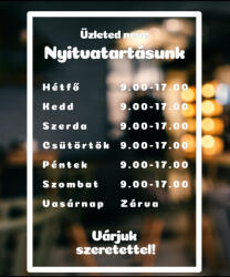  Prémium nyitvatartás matrica 7