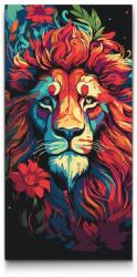  Festés számok szerint - Oroszlán a virágok között Méret: 40x80cm, Keretezés: Műanyagtáblával