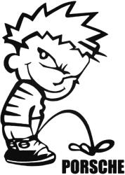  Calvin pisil Porsche - Szélvédő matrica