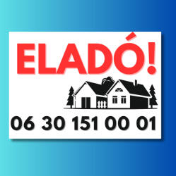 Eladó ház tábla grafikával