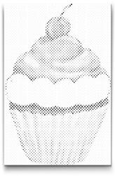  PontPöttyöző - Muffin cseresznyével Méret: 20x30cm, Keretezés: Műanyagtáblával, Szín: Kék