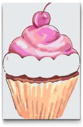  Festés számok szerint - Muffin cseresznyével Méret: 40x60cm, Keretezés: Keret nélkül (csak a vászon)