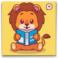  Festés számok szerint - Oroszlánkölyök könyvvel Méret: 30x30cm, Keretezés: Kartonlemezen