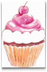  Gyémántszemes kirakó - Muffin cseresznyével Méret: 20x30cm, Keretezés: Keret nélkül (csak a vászon), Gyémántok: Kerek