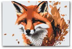  Festés számok szerint - Róka levelekkel Méret: 20x30cm, Keretezés: Műanyagtáblával
