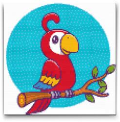  Gyémántszemes kirakó - Vörös papagáj Méret: 30x30cm, Keretezés: Kartonlemezen, Gyémántok: Négyzet alakú