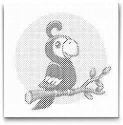  PontPöttyöző - Vörös papagáj Méret: 30x30cm, Keretezés: Kartonlemezen, Szín: Fekete