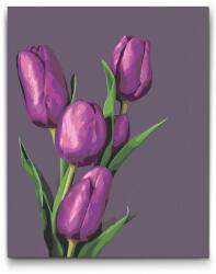  Festés számok szerint - Lila tulipánok Méret: 30x40cm, Keretezés: Keret nélkül (csak a vászon)