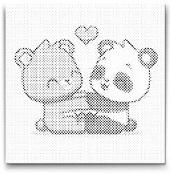  PontPöttyöző - Medveszerelem Méret: 30x30cm, Keretezés: Műanyagtáblával, Szín: Kék