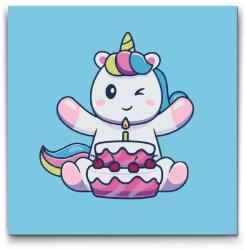  Festés számok szerint - Szülinapi egyszarvú Méret: 30x30cm, Keretezés: Kartonlemezen