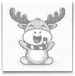  PontPöttyöző - Vidám rénszarvas Méret: 30x30cm, Keretezés: Kartonlemezen, Szín: Zöld