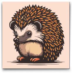  Festés számok szerint - Aranyos sünike Méret: 50x50cm, Keretezés: Keret nélkül (csak a vászon)