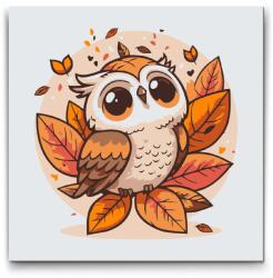  Festés számok szerint - Őszi bagoly Méret: 30x30cm, Keretezés: Keret nélkül (csak a vászon)
