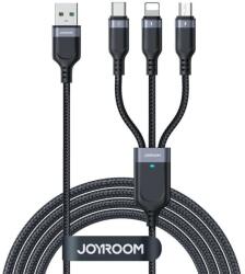 JOYROOM 3 az 1-ben USB - Lightning / Type-C / Micro USB Kábel Multi-Color Series A18, fekete
