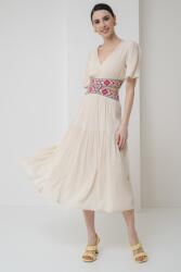 Desigual DESIGUAL, V-nyakú bővülő midiruha, Zöld, Csontszín, Rózsaszín, L (25SWVW98-1021-L)