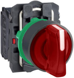 Schneider Electric Harmony XB5 - XB5AK134M5 - komplett műanyag LED világító választókapcsoló, Ø22, 3 állású, 230 VAC, 1NO+1NC, piros (XB5AK134M5)