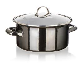 BANQUET METALLIC Black zománcozott 22 cm 3, 7 l, fedővel (A26653)