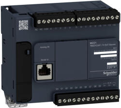 Schneider Electric Modicon M221 - TM221C24T - gépvezérlő PLC, 24 I/O, tranzisztor (source) kimenet, RS232/RS485, 24 VDC (TM221C24T)