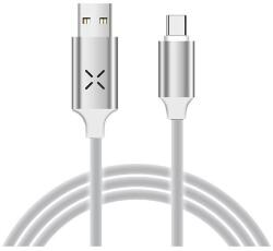  Adat- és Töltőkábel DC11, USB-C/USB csatlakozó, hangra bekapcsoló villogó fény, 2A gyorstöltés, 1 méter, fehér-ezüst (DC111M)