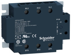 Schneider Electric Harmony Solid State Relays - SSP3A250P7T - SSP szilárdtestrelé, panelre szerelhető, 3f, nullfeszültségű kapcsolás, 3NO, 48 - 530VAC, 50A, 230VAC, hőátadóval (SSP3A250P7T)