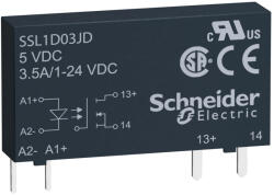 Schneider Electric Harmony Solid State Relays - SSL1D03JD - SSL sorkapocs szilárdtestrelé, 1f, egyenfesz kapcs, 1NO, 1…24VDC, 2A, 3…12VDC (SSL1D03JD)