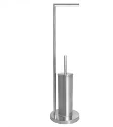 MINOTTI WC kefe álló, WC papírtartóval, króm (TU-02)