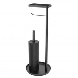 MINOTTI WC kefe álló, WC papírtartóval, fekete (TU-03B)