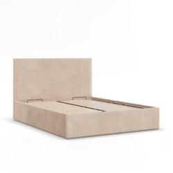 GreenSite Paola Kétszemélyes Ágykeret (Matrac Nélkül), Ágyneműtartóval, Bársony, 160 x 200, Bézs