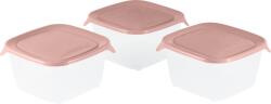 Keter Fresh& Go szögletes ételtartó szett 3x1, 2L műanyag rózsaszín