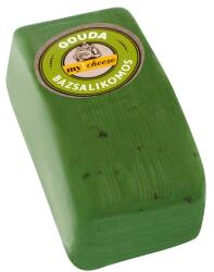 my! cheese félkemény, zsíros, frissen darabolt Gouda sajt bazsalikommal