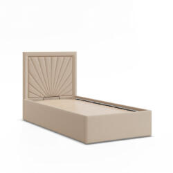 GreenSite Vasto Egyszemélyes Ágykeret (Matrac Nélkül), Ágyneműtartóval, Szövet, Bézs