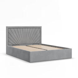 GreenSite Vasto Kétszemélyes Ágykeret (Matrac Nélkül), Ágyneműtartóval, Bársony, 160 x 200, Szürke