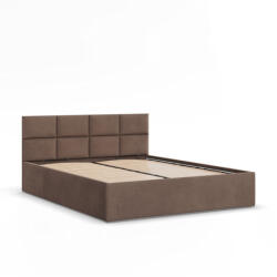 GreenSite Borgo Kétszemélyes Ágykeret (Matrac Nélkül), Ágyneműtartóval, Bársony, 180 x 200, Barna