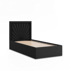 GreenSite Vasto Egyszemélyes Ágykeret (Matrac Nélkül), Ágyneműtartóval, Szövet, Fekete