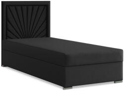 GreenSite Vicenza Egyszemélyes Ágy, Szövet, Ágyneműtartóval, Fekete