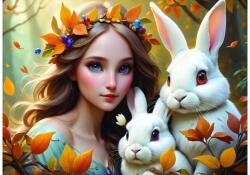Alipson Puzzle 50129 - Lady and Bunnies - 500 db-os puzzle (50129)