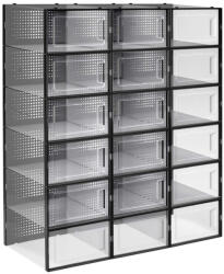 SONGMICS Átlátszó Cipősdoboz Szett 18 db Egymásra Rakható Cipőtároló Rendszerező (EUZ-LSP18SBKV2)