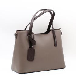 Bőr barna / sötét barna fémrátétes nagy női kézi / válltáska