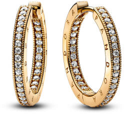 Pandora Sárga Logó és pavé karika-fülbevaló arany színű - 262738C01 (262738C01)