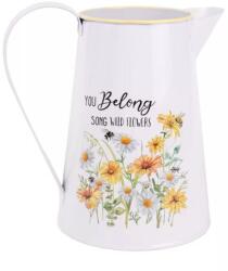  Bádog kiöntő, margaréta mintás, fehér