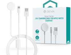DEVIA mágneses töltőkábel Apple Watch órához + USB-A - Lightning kábel - Devia Smart Series 2in1 Charging Cable for Apple Watch - fehér (ST394690)
