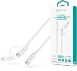 DEVIA Smart Series 60W+27W PD Type-C/Type-C + Lightning adat- és töltőkábel 1.2m - fehér (ST121485)