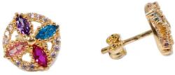 Ékszershop Színes köves virág kör arany fülbevaló (1282701)