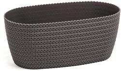 Lamela 782 balkonláda/virágcserép/kaspó OSLONKA 38 cm x 18 cm x 15 cm . JERSEY vegyes színben, kötött hatás szürke/antracyt (LA782-szürke)