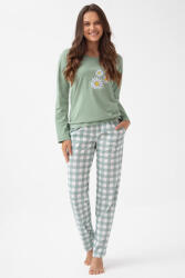 Luna Saskia hosszú női pizsama, zöld, L
