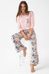Luna Miranda női pizsama, rózsaszín, virágmintás, L