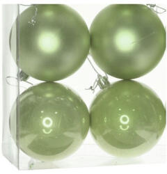  Karácsonyfadísz gömb, világoszöld színű, fényes és matt felületű, 10cm, 4db