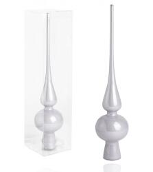  Üveg karácsonyfa csúcsdísz gyöngyház színben 25cm