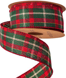  Karácsonyi skótkockás szalag drótos szegéllyel 38mm x 10m (KR3810-06)