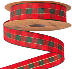  Karácsonyi skótkockás szalag 25mm x 10m (KRF3-25)